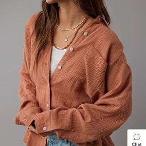 American Eagle  Go Big Beach Shirt - Bronze